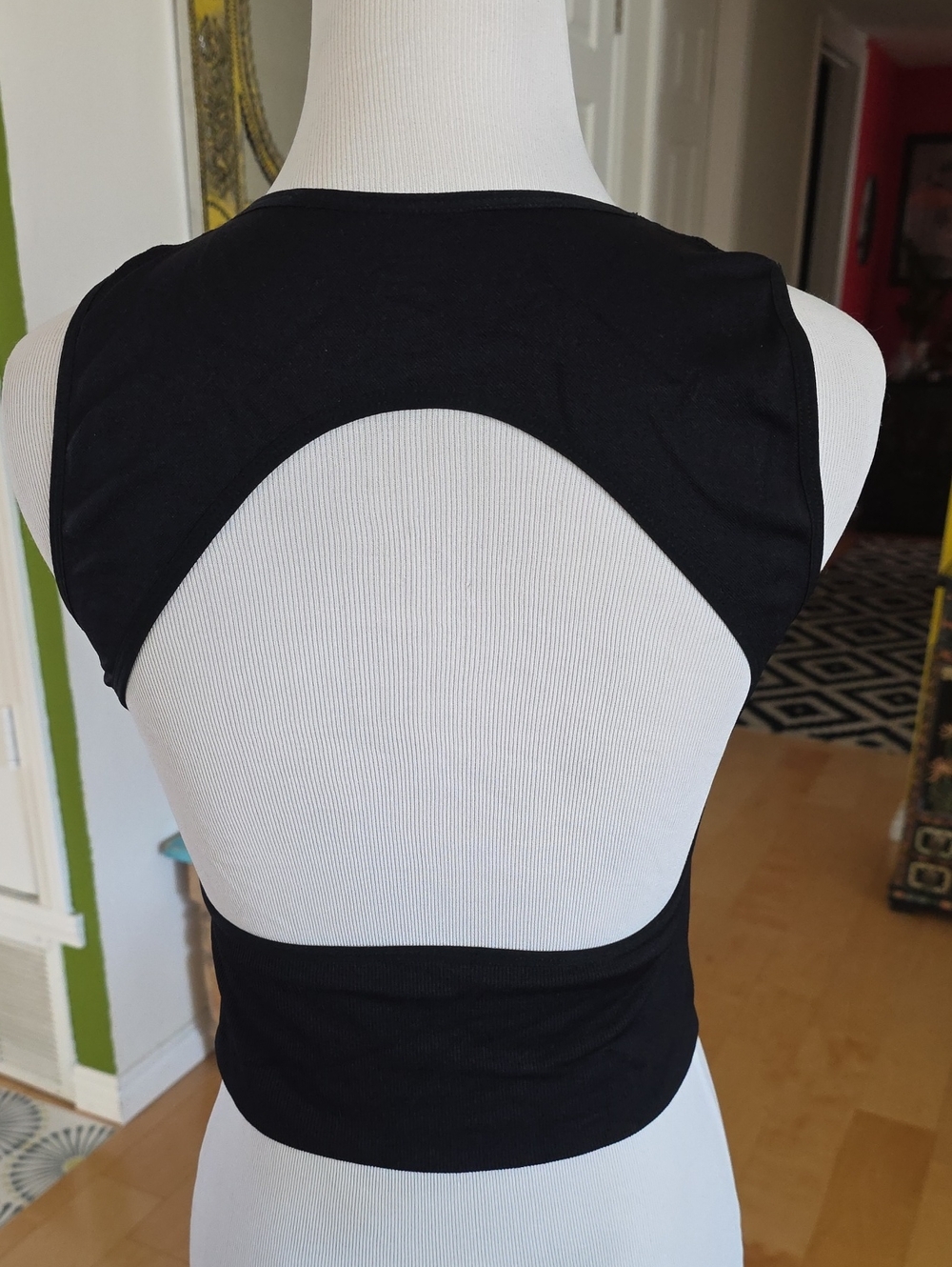 Black Women's Cutout Back Tank Top